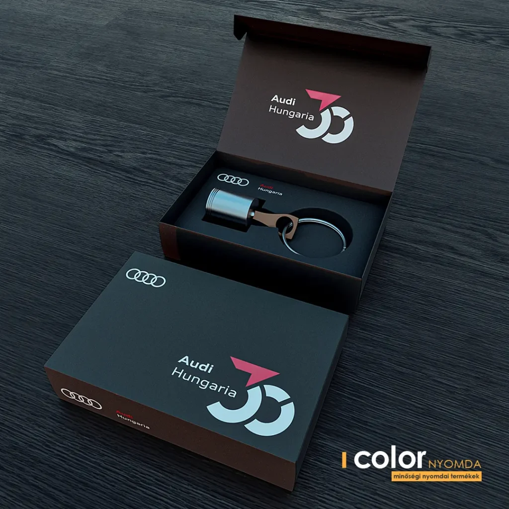 audi hungaria egyedi karton diszdoboz fekete