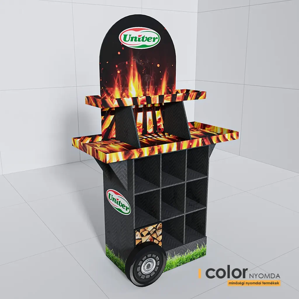 univer szezonalis grillkocsi egyedi hullamkarton display