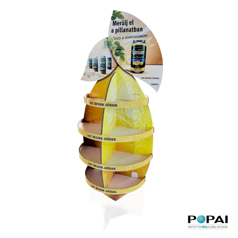 Gösser díjnyertes egyedi hullámkarton sör display, kreatív POS kereskedelmi megjelenítő állvány szupermarketekbe