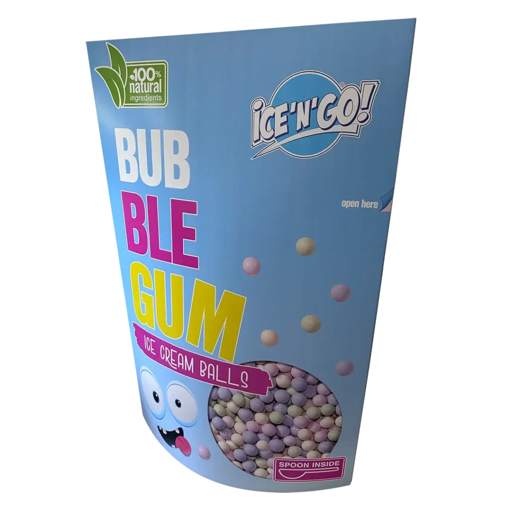 Ice N Go hullámkarton standy fagylalt és jégkrém termékekhez v2, POS megjelenítő padlóra helyezhető állvány