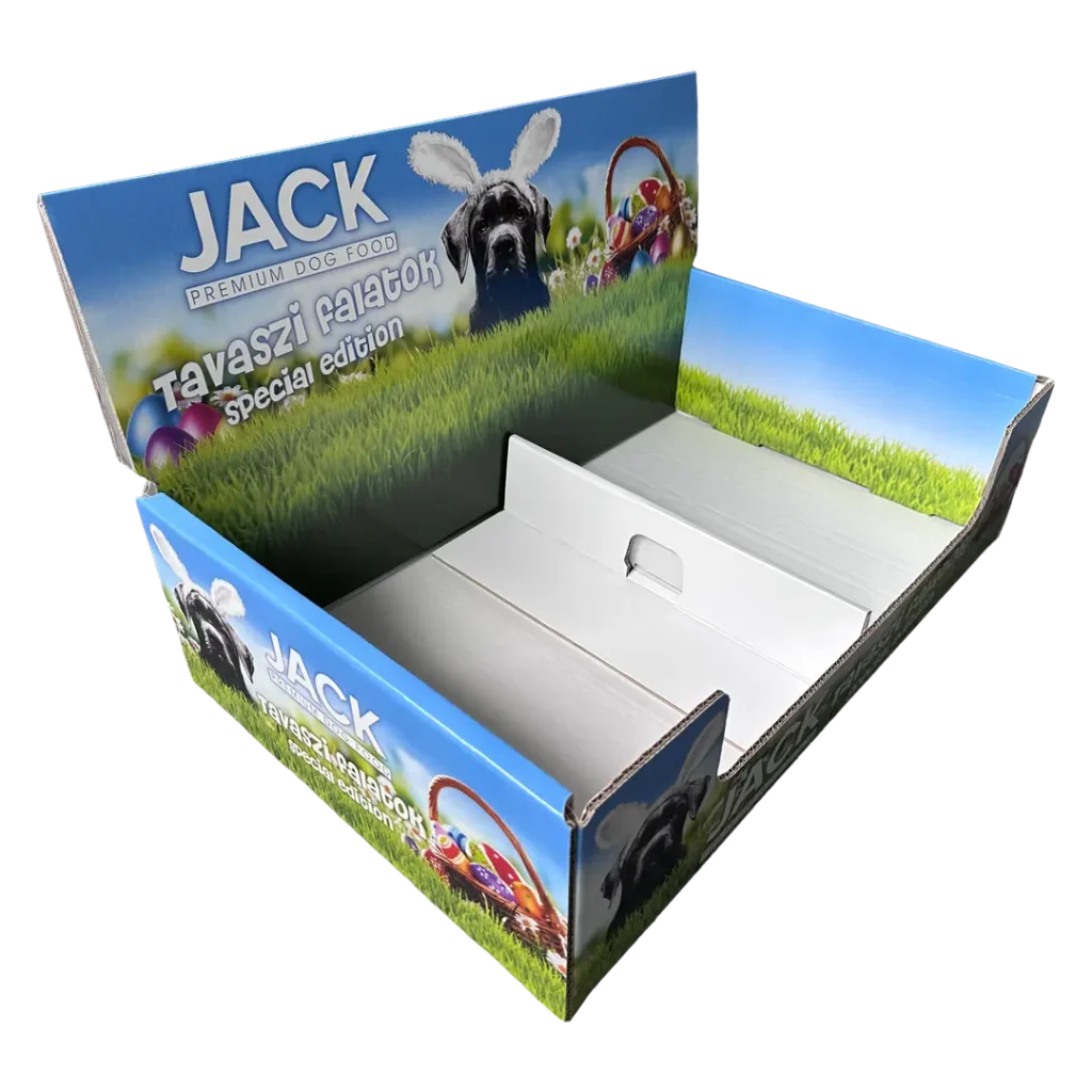 Jack Daniel's hullámkarton pultidisplay whisky és szeszes italokhoz, kisméretű POS megjelenítő pultra helyezhető állvány