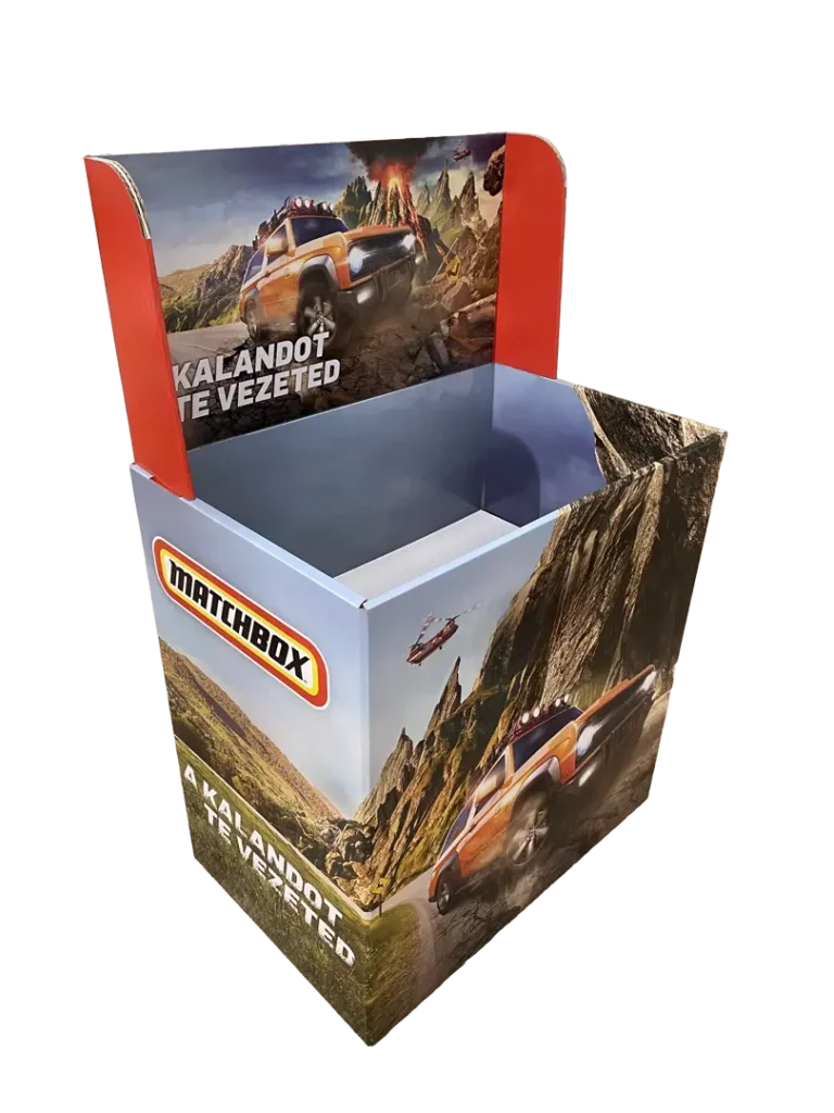 Hullámkarton papír display állvány v2, egyedi tervezésű POS megjelenítő karton állvány kiskereskedelembe