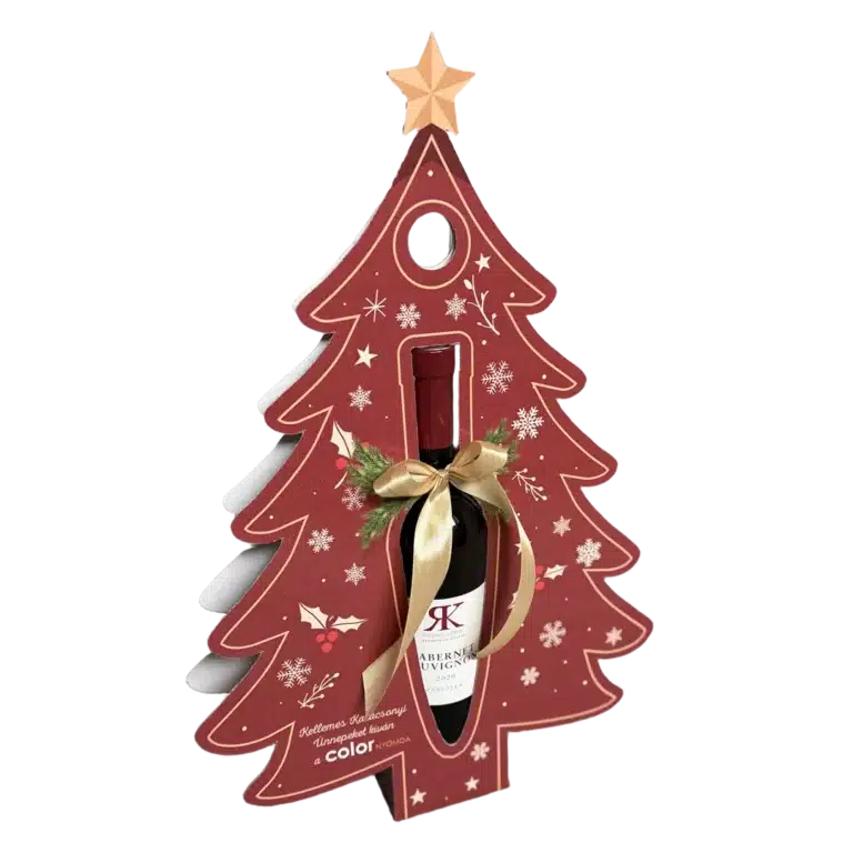 Kelemen Pince egyedi hullámkarton ajándékdoboz borászati termékhez, kasírozott nyomott prémium csomagolás