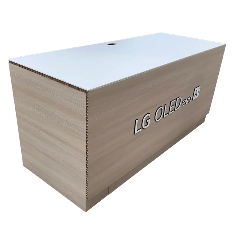 LG egyedi hullámkarton TV állvány display, elektronikai termékek karton POS megjelenítő állványa