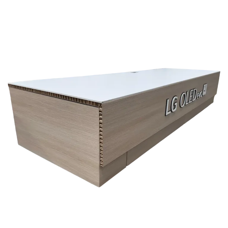 LG egyedi hullámkarton TV állvány display v2, elektronikai termékek karton POS megjelenítő állványa