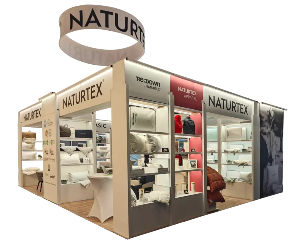 Neturtex hullámkarton kiállítási stand ipari termékekhez, egyedi karton stand vásárokra és kiállításokra