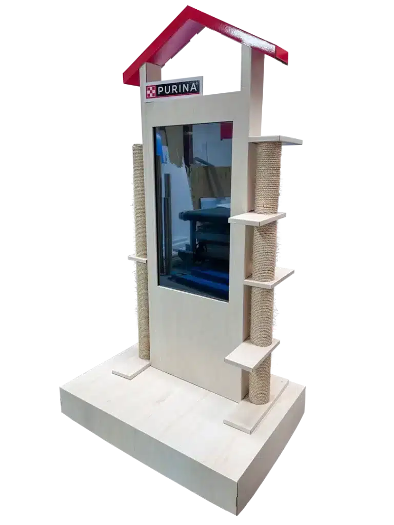 Purina egyedi hullámkarton A-frame kétoldalas display, állateleség POS megjelenítő állvány kiskereskedelembe
