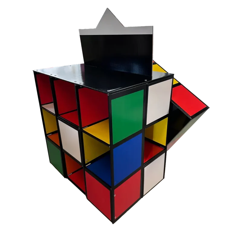 Rubik's egyedi hullámkarton logikai játék display v2, karton POS megjelenítő állvány kiskereskedelembe