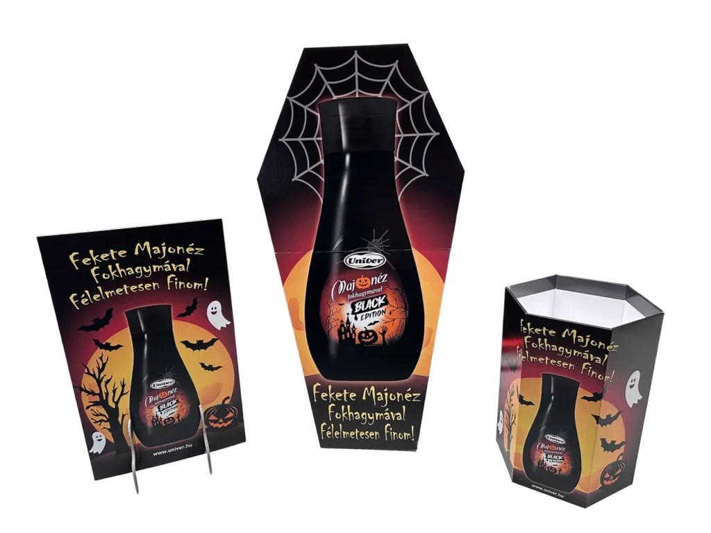 Univer hullámkarton standy fűszer és ételízesítő termékekhez, POS megjelenítő padlóra helyezhető karton állvány